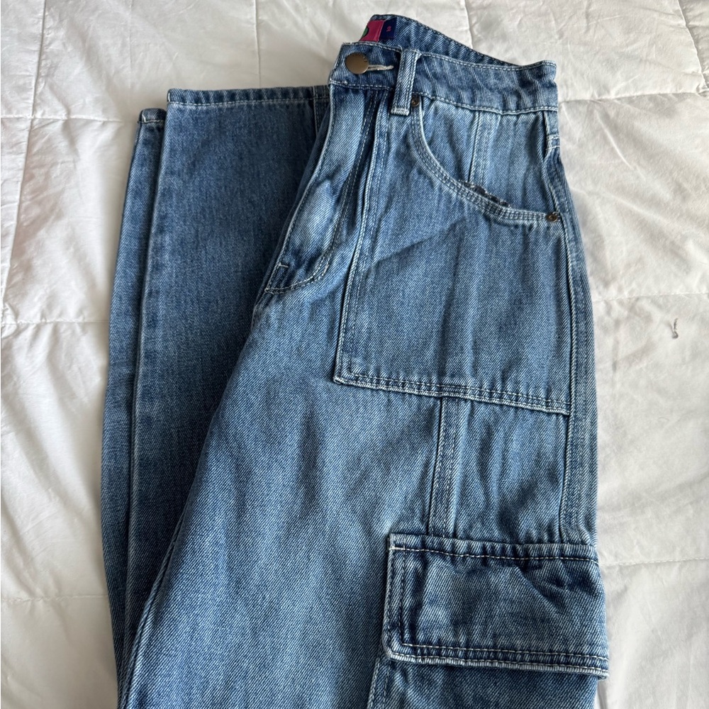 Blue Denim Cargo Pants